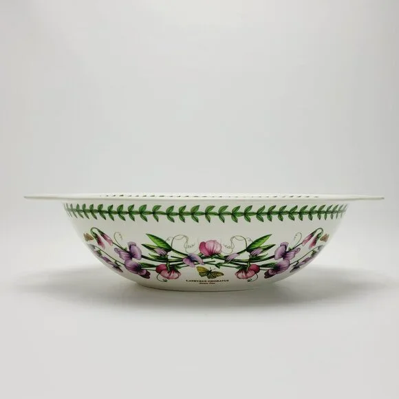 Portmeirion Botanic Garden Oval Serving Bowl 15" Handled Pink Purple Wildflowers